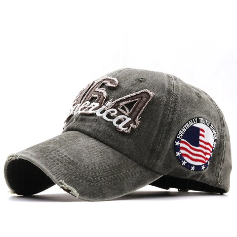 Gorra De Béisbol De Algodón Lavado Vintage Retro Bordado America Parche Bandera USA Sombrero De Sol Ajustable Unisex