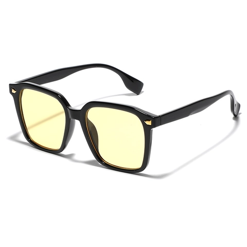 Retro Quadratische Große Rahmen Sonnenbrille UV400 Schutz PC Rahmen Metall Nieten Dekor Mode Unisex Brillen