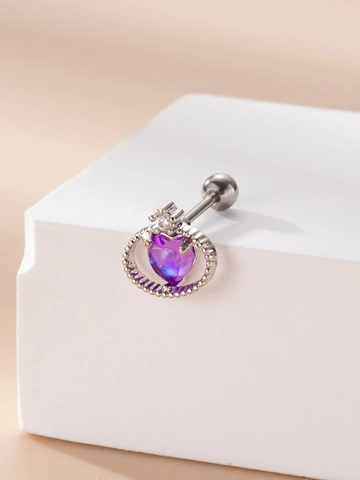 Herz Mondstein Knorpel Ohrring Stecker Kupfer Zirkon Edelstahl Schraubverschluss Krone Piercing Schmuck Damen
