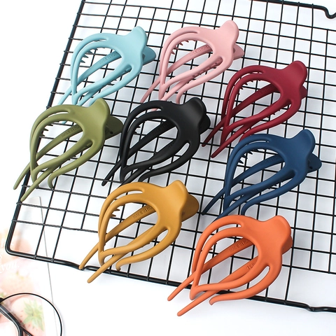 Large Hair Claw Clip PC Plastic Matte Glossy Octopus Design Hollow Minimalist Elegant For Women