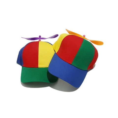 Berretto Da Baseball Con Elica In Cotone Blocchi Di Colore Staccabile Cappello Elicottero Accessorio Per Feste Adulti