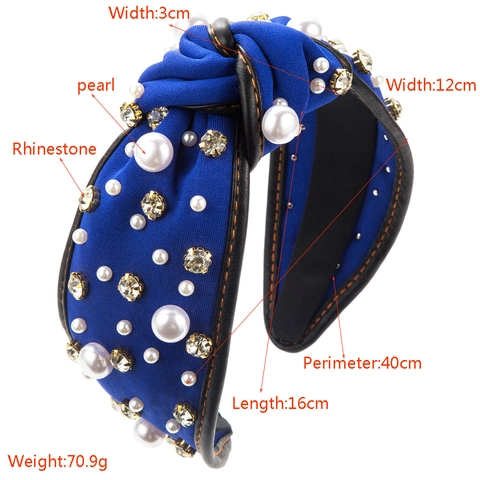 Baroque Knotted Headband With Artificial Pearls And Rhinestones For Women Vintage Fabric Hair Hoop Fashion Hair Accessories