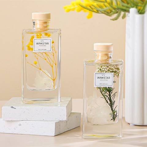 Reed Diffuser Eternal Dried Flowers Glass Container Wooden Stopper Room Air Freshener Long Lasting Home Fragrance