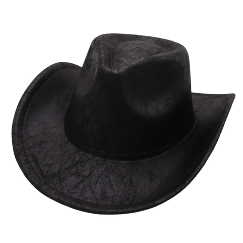 Retro Western Cowboy Hat Distressed Cracked Texture Wide Brim Fedora For Men Women British Jazz Style Vintage