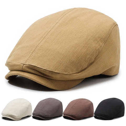 Heren Vintage Newsboy Pet Retro Platte Ivy Hoed Effen Kleur Katoen Polyester Verstelbaar Ademend Outdoor Casual Petten