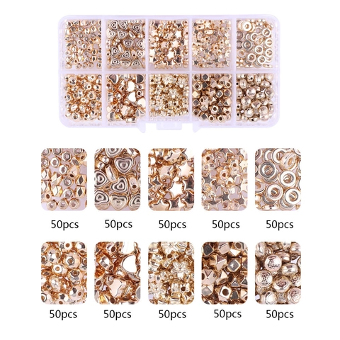 DIY Jewelry Making Kit With Faux Artificial Pearl And Gold Metallic Spacer Beads Heart Star Alphabet Beads For Bracelet Necklaces