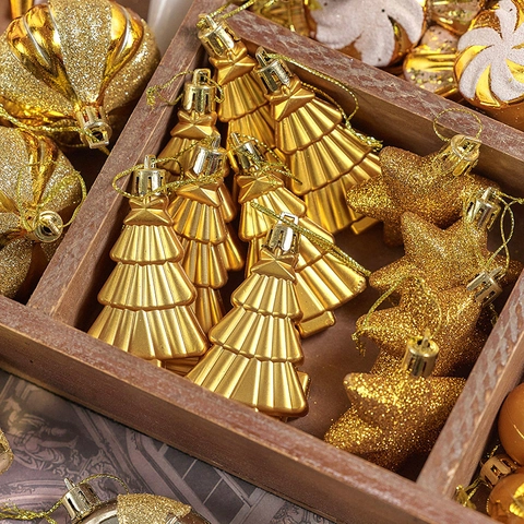 Ornamenti Per Albero Di Natale Decorazioni Appese Oro Bianco PVC Plastica Galvanizzata Glitter Per Arredo Festa