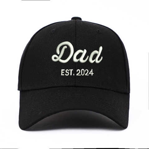 Baseball Cap Washed Distressed Cotton Dad Est 2024 Embroidery Adjustable Sunshade Hat For Men Women Casual Streetwear