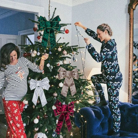 Grand Nœud De Noël En Velours Polyester Avec Bordure Dorée Pour Sapin De Noël Fête Arrière-Plan Maison Décoration Murale