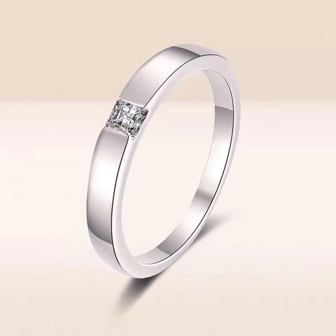 Princess Cut Square Moissanite Ring For Men S925 Sterling Silver Minimalist Polished Engagement Anniversary Jewelry