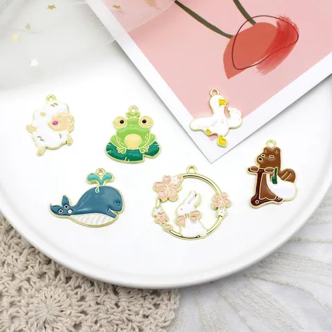 Cute Cartoon Animal Enamel Alloy Charms For DIY Jewelry Making Colorful Handcrafted Pendants Craft Supplies
