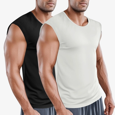 Débardeur De Sport Pour Hommes 100% Polyester Séchage Rapide Sans Manches Col Rond Respirant Fitness Musculation