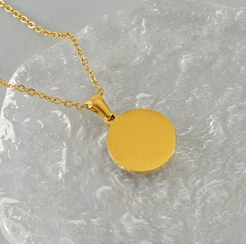 Collar Con Letra Alfabeto Acero Inoxidable Chapado En Oro 18K Concha Natural Colgante Redondo Joyería Mujer