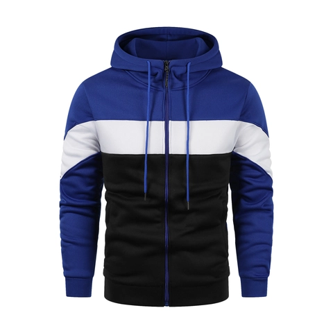 Felpa Con Cappuccio Zip Uomo Color Block Foderata In Pile Manica Lunga Casual Sportivo Vestibilità Comoda
