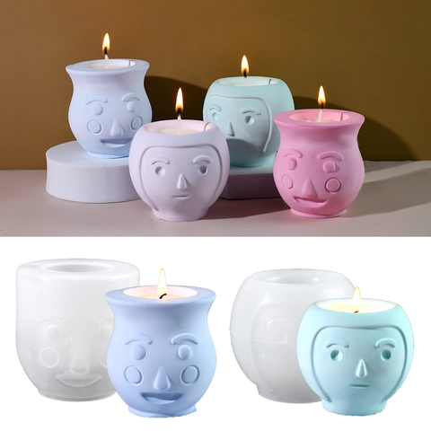 Stampo In Silicone Viso Astratto DIY Portacandele Aromaterapia Vaso Per Piante Grasse Artigianato Gesso Resina Decorazione