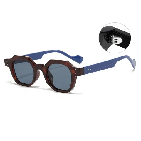 Gafas De Sol Poligonales Retro Protección UV400 Montura PC Decoración Remaches Gafas De Moda Para Hombres Mujeres