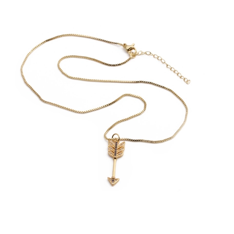 Collana Con Ciondolo A Freccia Rame Placcato Oro Zirconia Catena A Maglia Quadrata Gioielli Di Moda Per Donna