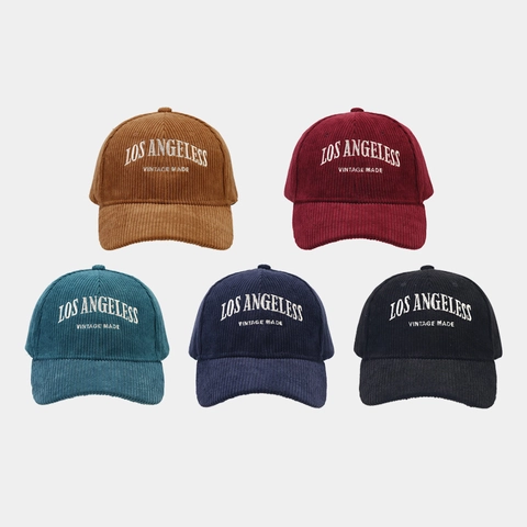 Corduroy Cotton Baseball Cap Vintage Los Angeles Embroidered Adjustable Retro Sports Sun Hat For Men And Women