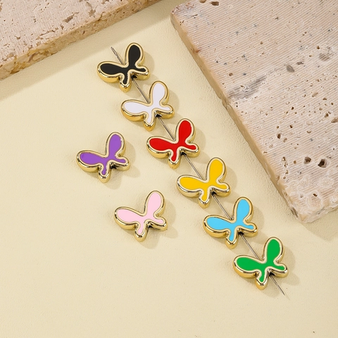 Cuentas De Mariposa Cobre Esmalte Colorido Bricolaje Joyería Collar Pulsera Amuleto Colores Mezclados