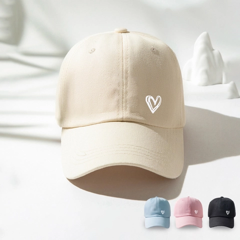 Katoenen Baseballpet Met Hartborduurwerk Verstelbare Casual Zonbescherming Buitensport Zonnehoed Voor Heren Vrouwen Unisex