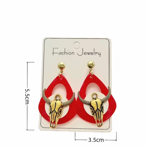 Vintage Legering Stierenkop Slagtand Oorbellen Boheemse Dier Paardenkop Hangende Oorbellen Voor Vrouwen Exotische Etnische Sieraden