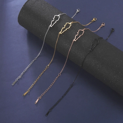 Pulsera Minimalista de Acero Inoxidable con Dije de Mapa del Líbano para Mujeres Hombres Pulsera de Cadena de Contorno Geográfico Calado Ajustable