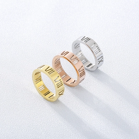 Anillo Numeri Romani Fascia Svuotata Acciaio Inossidabile Gioielli Minimalisti Accessorio Classico Elegante Per Uomini Donne