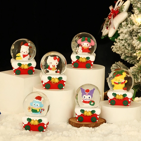 Weihnachts Schneekugel LED Beleuchtet Wasserglaskugel Harz Glas Schreibtisch Deko Ornament Festliches Cartoon Geschenk