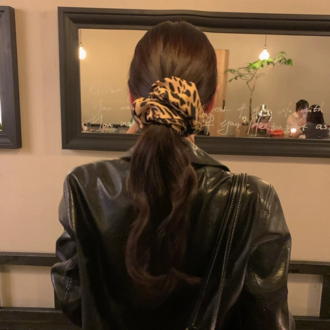 Coletero Extragrande Con Estampado De Leopardo Elástico De Tela Soporte Para Cola De Caballo Accesorio De Moda Para Mujer