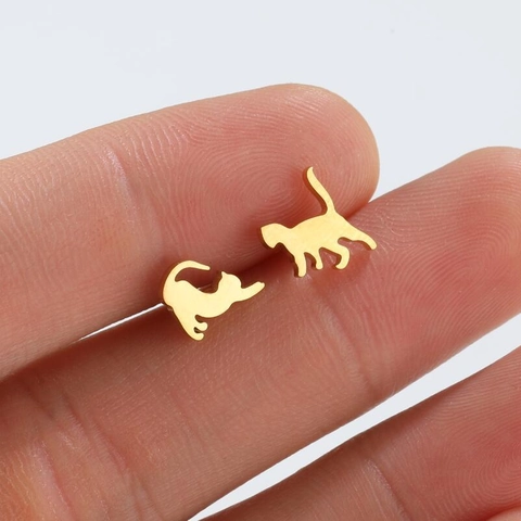 Pendientes De Gato Acero Inoxidable Silueta De Animal Lindo Joyas Minimalistas Para Mujeres Niñas