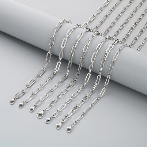 Collar Y Pulsera De Cadena De Clip De Acero Inoxidable Joyas De Moda Minimalistas Con Eslabones Geométricos Para Hombres Y Mujeres