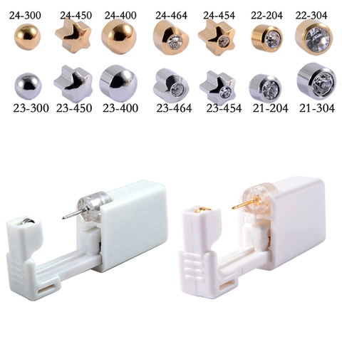 Disposable Ear Piercing Tool Unit Built-in 316L Stainless Steel Studs Earrings Sterilized Safety Piercing Gun Variety Shapes