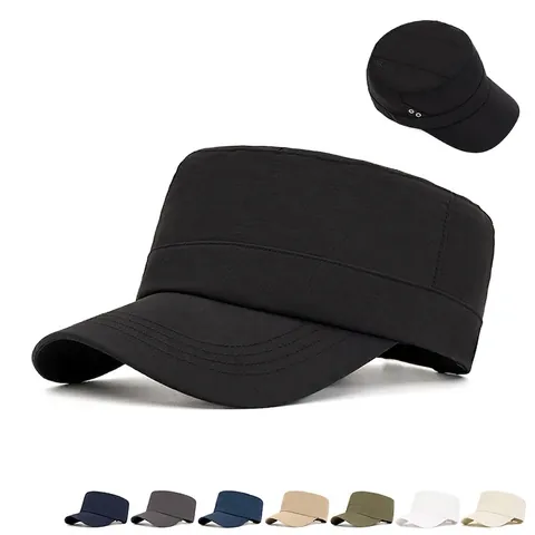 Casquette Cadet Homme Style Militaire Chapeau Plat Nylon Séchage Rapide Respirant Mesh Sport Extérieur Réglable Protection Solaire
