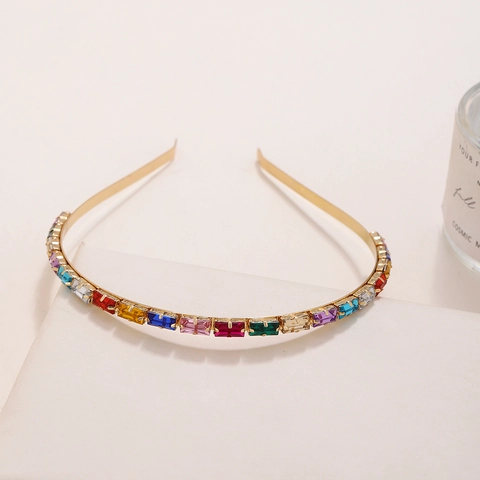 Haarband Bunter Strass Metall Haarreif Elegant Süß Rechteckig Kristall Haarschmuck Mode Accessoires Für Frauen