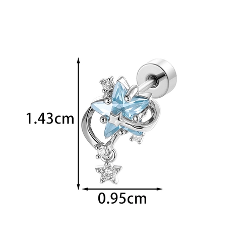 Ster Kraakbeen Stud Oorbel Met Zirkonia Hanger Sierlijke Lichaam Piercing Sieraden Voor Vrouwen Chique Cadeau