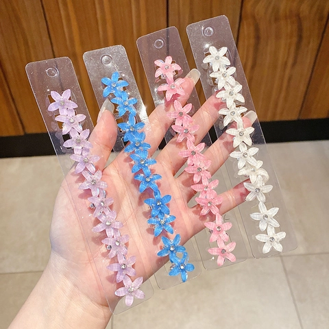 Mini Pinzas Para El Pelo De Flores De Resina Horquillas Florales Con Pedrería Dulces Accesorios Para El Cabello Para Niñas