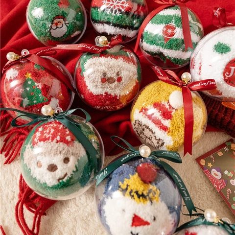 Calze Di Natale Spesse Calde Pile Di Corallo Sonno Inverno Ricamo Cartone Animato Babbo Natale Renna