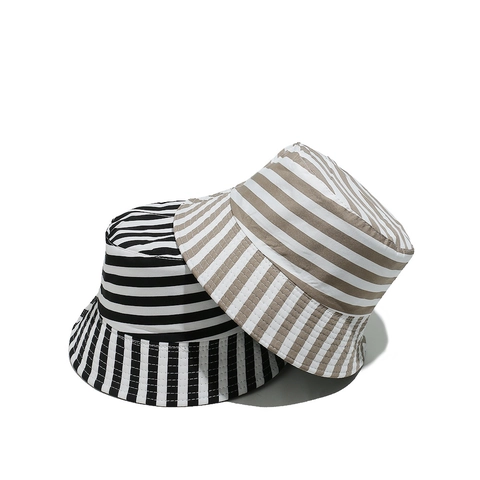 Fashion Striped Bucket Hat Polyester Sun Protection Summer Beach Travel Outdoor Casual Accessory Women Men
