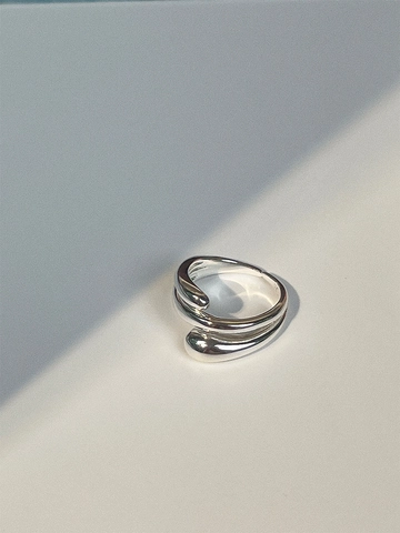 S925 Sterling Silver Open Ring For Women Minimalist Fluid Water Drop Wrap Double Layer Adjustable Trendy Jewelry