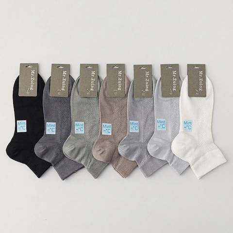 Calzini Alla Caviglia Uomo Menta Raffreddamento Viscosa Maglia Traspirante Anti-odore Sottile Casual Estate Senza Cuciture Leggero