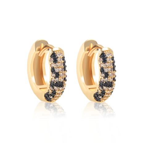 Pendientes De Aro Con Circonitas Estampado De Leopardo Y Serpiente Cobre Bañado En Oro 18K Patrón Animal Hip Hop Mujeres