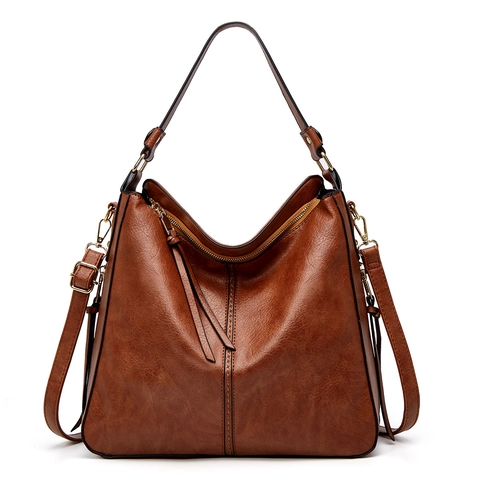 Large Capacity PU Leather Shoulder Bag Retro Tassel Hobo Tote With Matching Wristlet Pouch For Women