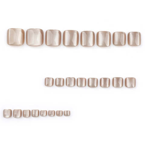 Faux Ongles De Pieds Oeil De Chat Marron Paillettes Magnétiques Brillant Carré Rond Ongles Artificiels Manucure Des Pieds