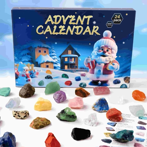 Kerst Adventskalender Natuurlijke Kristal Edelsteen Aftellen Blinde Doos Educatief Feestdag Cadeau Decoratie