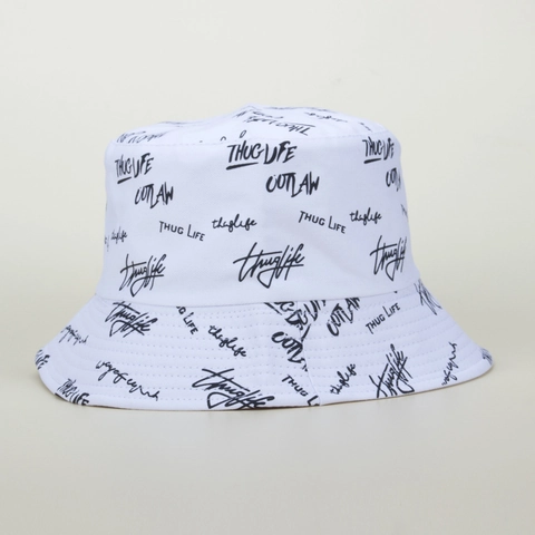 Chapeau Bob En Coton Réversible Pliable Broderie Lettre Graffiti Protection Solaire Streetwear Hip Hop Pour Hommes Femmes