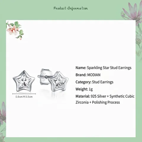 Stern Ohrstecker Aus 925er Sterlingsilber Mit Zirkonia Minimalistischer Süßer Stil Modeschmuck Für Frauen
