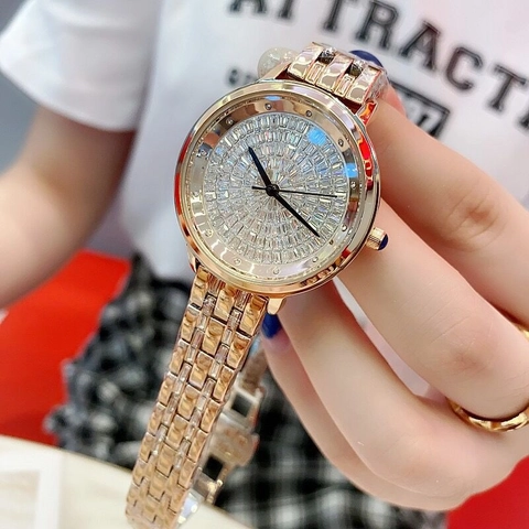 Luxury Women Quartz Watch With Full Rhinestone Dial Alloy Case Waterproof Elegant Fashion Wristwatch For Lady
