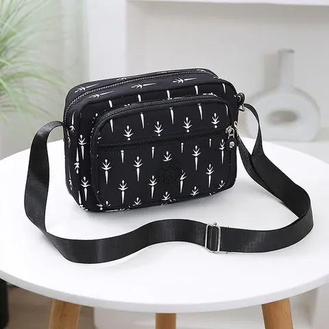 Bolso Bandolera Con Estampado Floral Para Mujer Tela Oxford Impermeable Varios Bolsillos Bolso De Hombro Informal Correa Ajustable Ligero