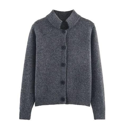 Strickjacke Damen Mit Glitzerndem Metallic Faden Stehkragen Einreihige Knopfleiste Strickjacke Herbst Winter