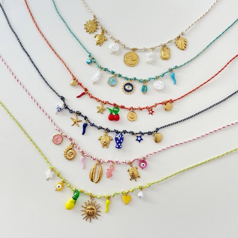 Collier Pendentif Bohème Acier Inoxydable Plaqué Or 18K Corde Tressée Coquillage Tortue Mauvais Œil Plage Été Femmes